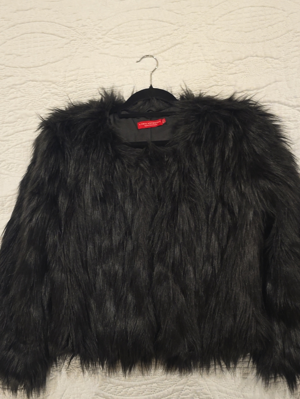n:Philanthropy Black Faux Fur Cropped Jacket L NWOT